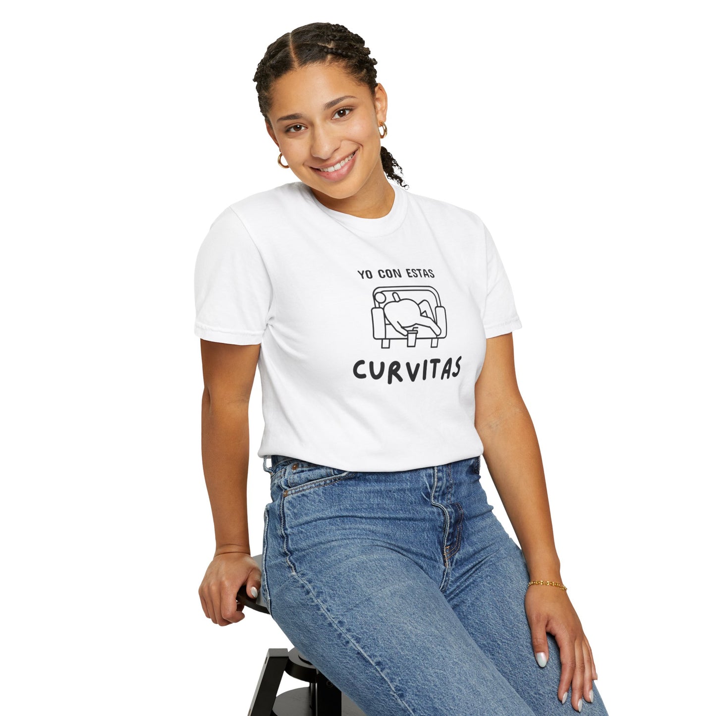 Funny Curvy Couch Unisex Garment-Dyed T-Shirt