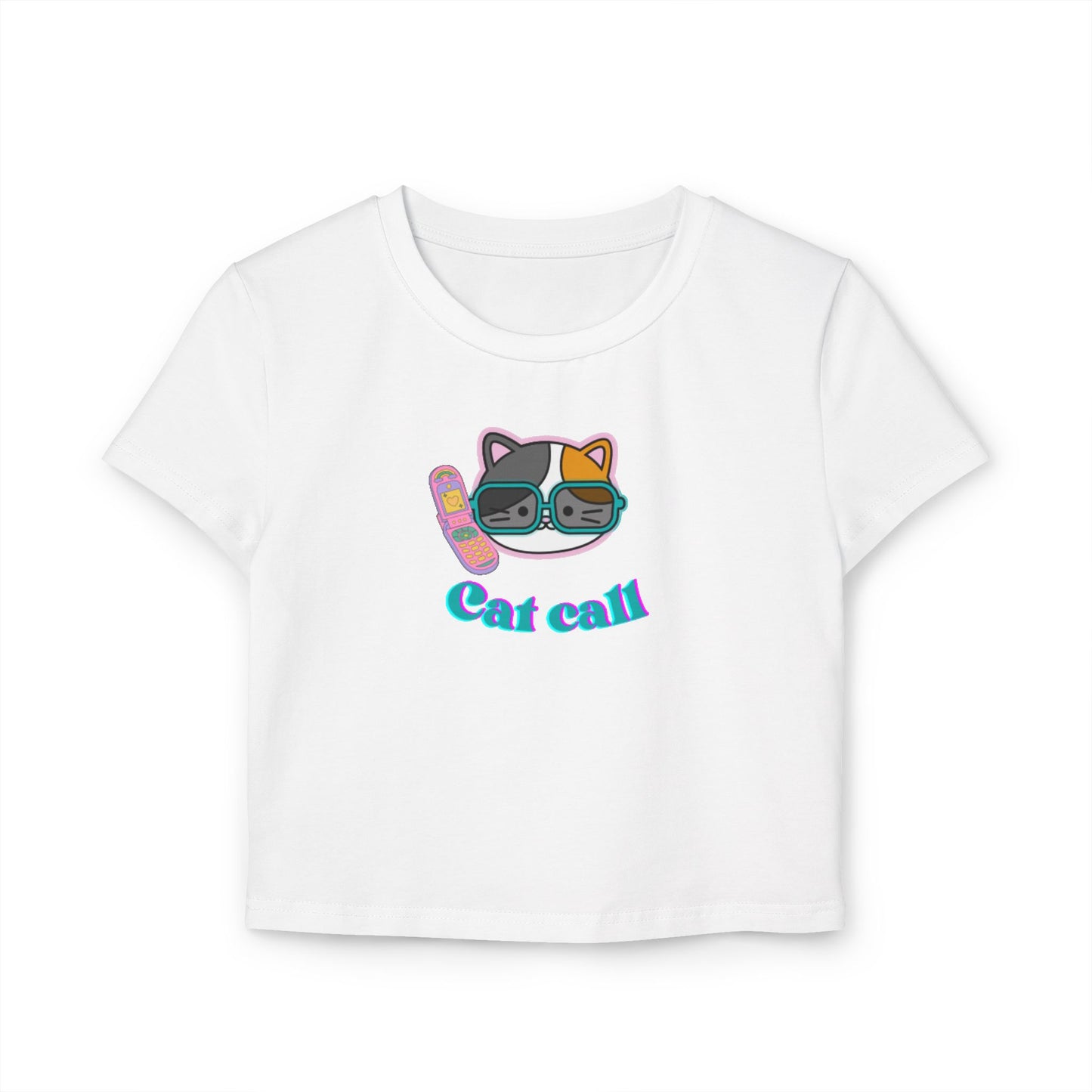 Cute Cat Call Women's Baby Tee - Fun Graphic Top for Animal Lovers