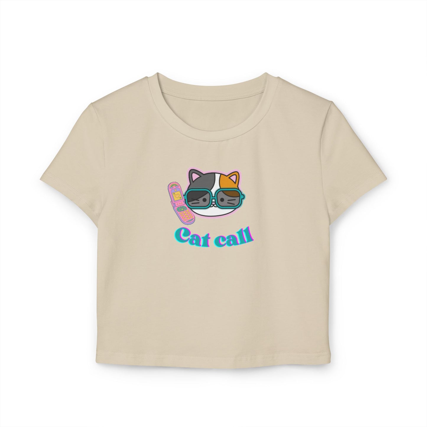 Cute Cat Call Women's Baby Tee - Fun Graphic Top for Animal Lovers