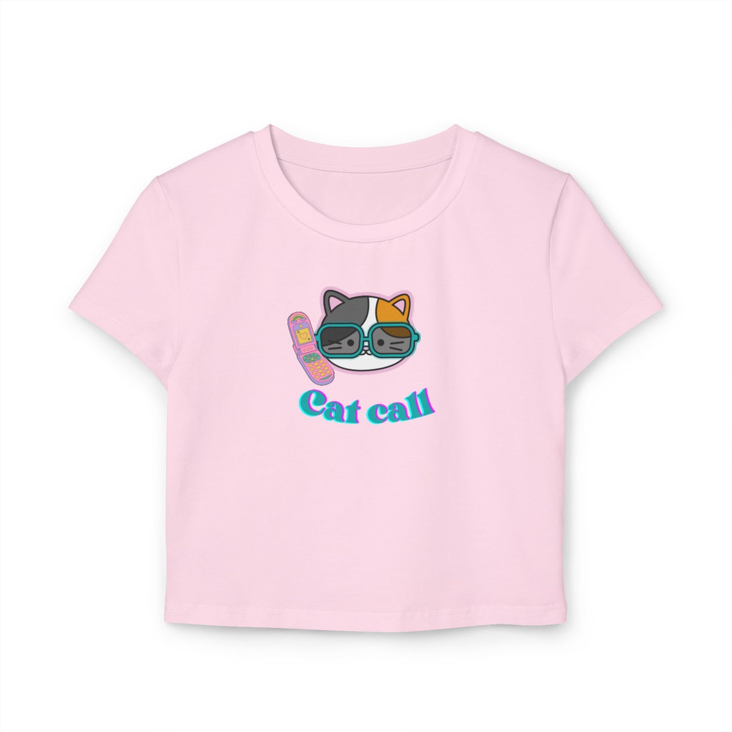 Cute Cat Call Women's Baby Tee - Fun Graphic Top for Animal Lovers
